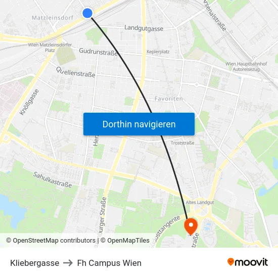 Kliebergasse to Fh Campus Wien map