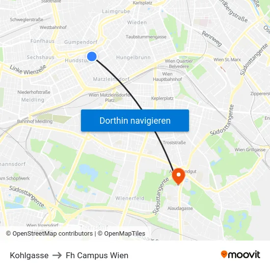 Kohlgasse to Fh Campus Wien map