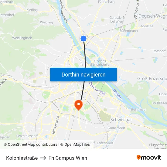 Koloniestraße to Fh Campus Wien map
