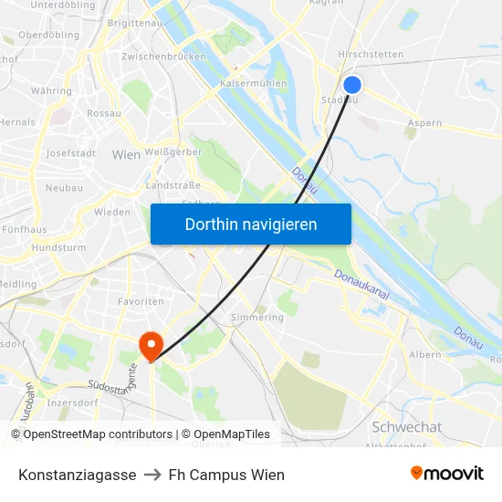 Konstanziagasse to Fh Campus Wien map
