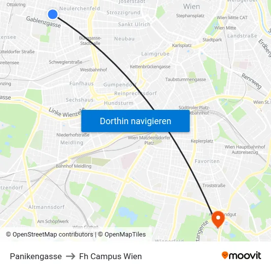 Panikengasse to Fh Campus Wien map
