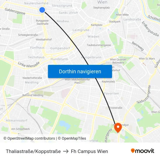 Thaliastraße/Koppstraße to Fh Campus Wien map