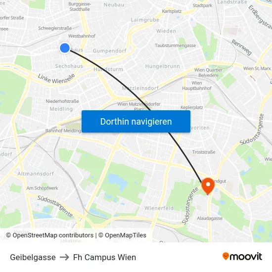 Geibelgasse to Fh Campus Wien map