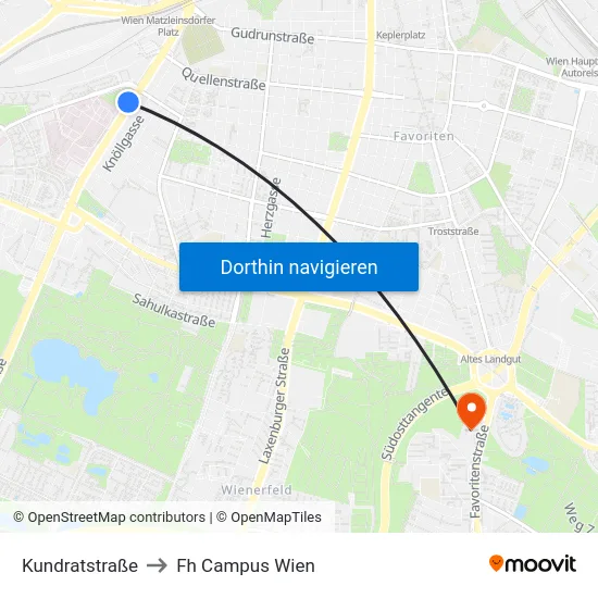 Kundratstraße to Fh Campus Wien map