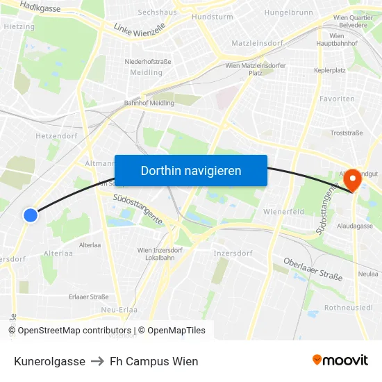 Kunerolgasse to Fh Campus Wien map
