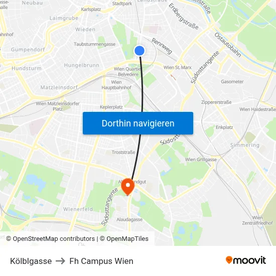 Kölblgasse to Fh Campus Wien map