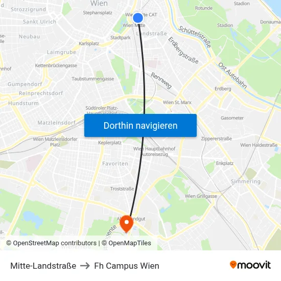 Mitte-Landstraße to Fh Campus Wien map