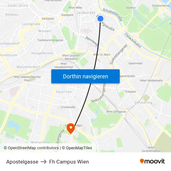 Apostelgasse to Fh Campus Wien map