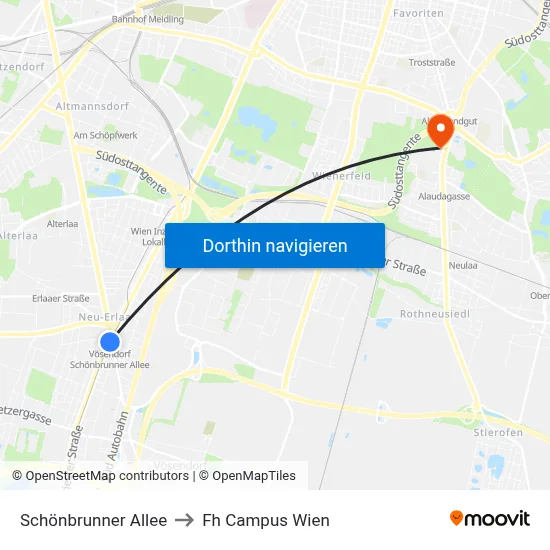 Schönbrunner Allee to Fh Campus Wien map