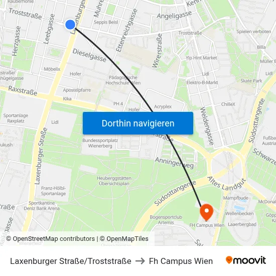 Laxenburger Straße/Troststraße to Fh Campus Wien map