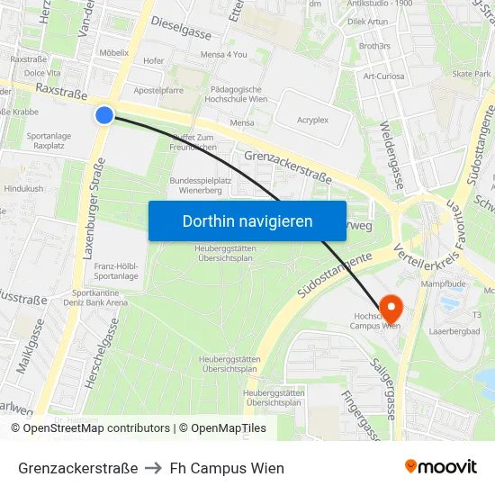 Grenzackerstraße to Fh Campus Wien map