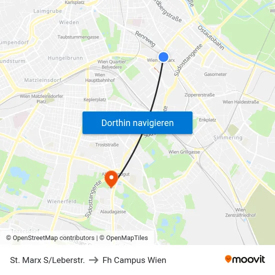 St. Marx S/Leberstr. to Fh Campus Wien map