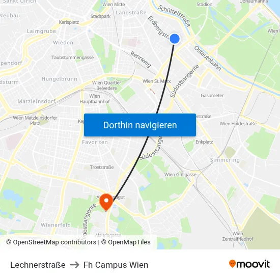 Lechnerstraße to Fh Campus Wien map