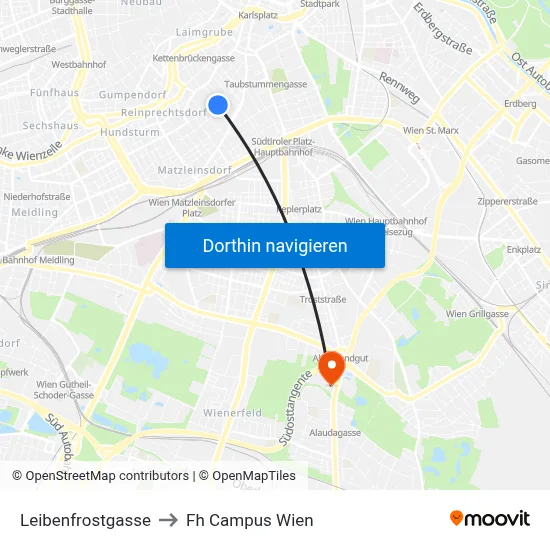 Leibenfrostgasse to Fh Campus Wien map