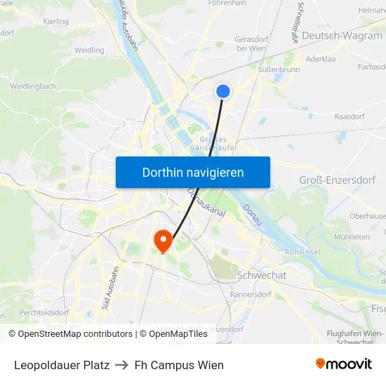 Leopoldauer Platz to Fh Campus Wien map