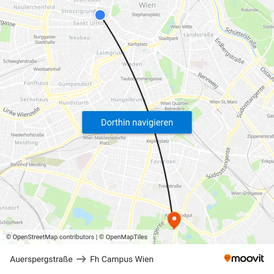 Auerspergstraße to Fh Campus Wien map