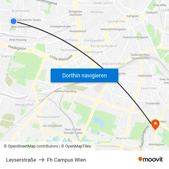 Leyserstraße to Fh Campus Wien map