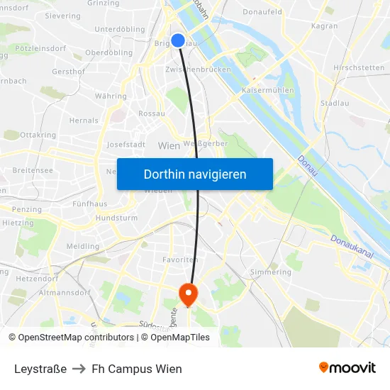Leystraße to Fh Campus Wien map