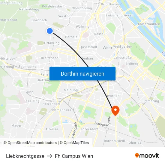 Liebknechtgasse to Fh Campus Wien map