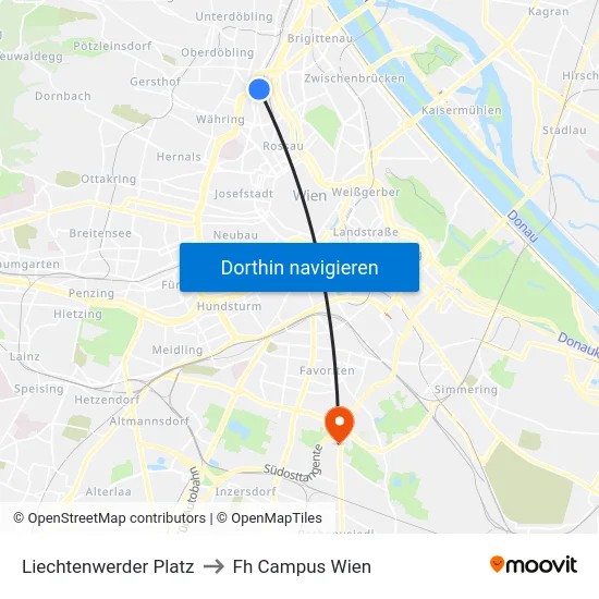 Liechtenwerder Platz to Fh Campus Wien map