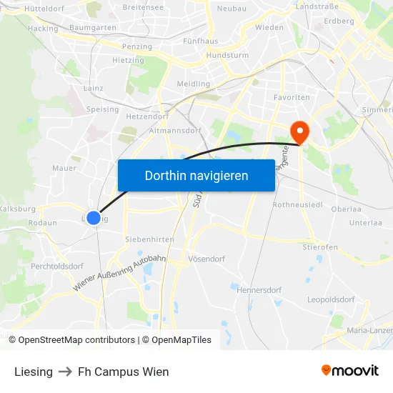 Liesing to Fh Campus Wien map