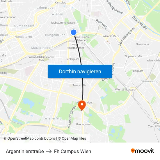 Argentinierstraße to Fh Campus Wien map