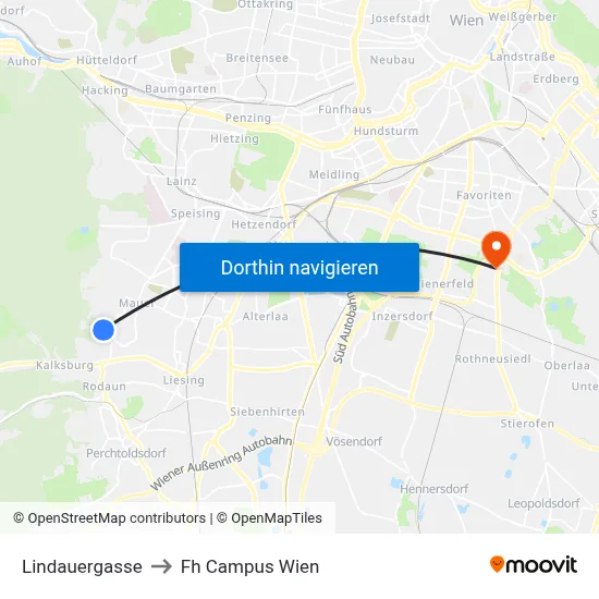 Lindauergasse to Fh Campus Wien map