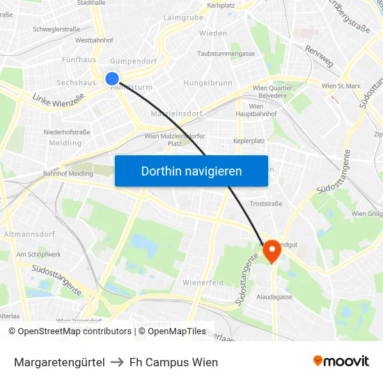 Margaretengürtel to Fh Campus Wien map