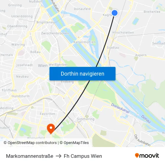 Markomannenstraße to Fh Campus Wien map