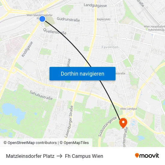 Matzleinsdorfer Platz to Fh Campus Wien map