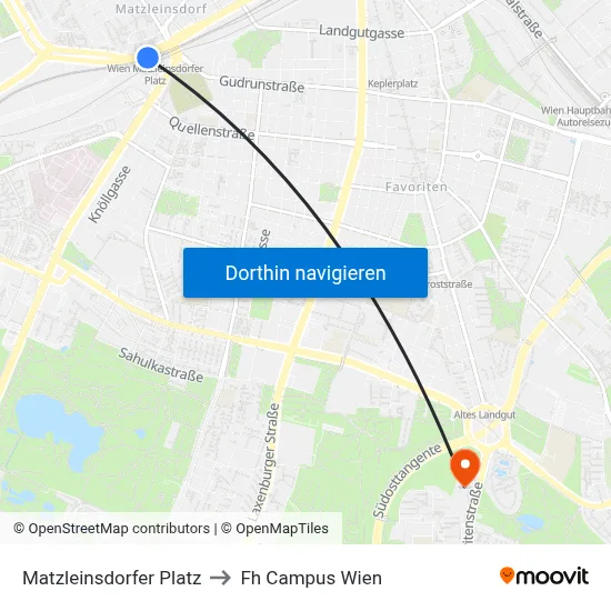 Matzleinsdorfer Platz to Fh Campus Wien map