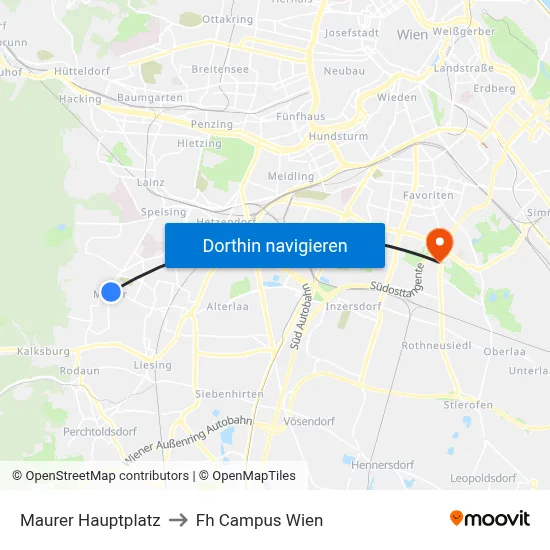 Maurer Hauptplatz to Fh Campus Wien map