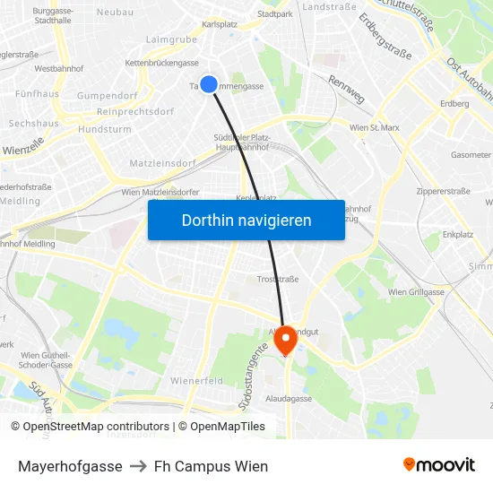 Mayerhofgasse to Fh Campus Wien map