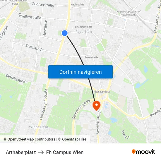 Arthaberplatz to Fh Campus Wien map