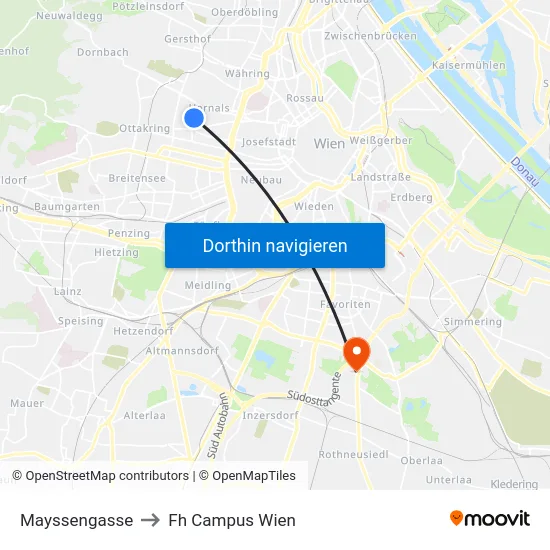 Mayssengasse to Fh Campus Wien map