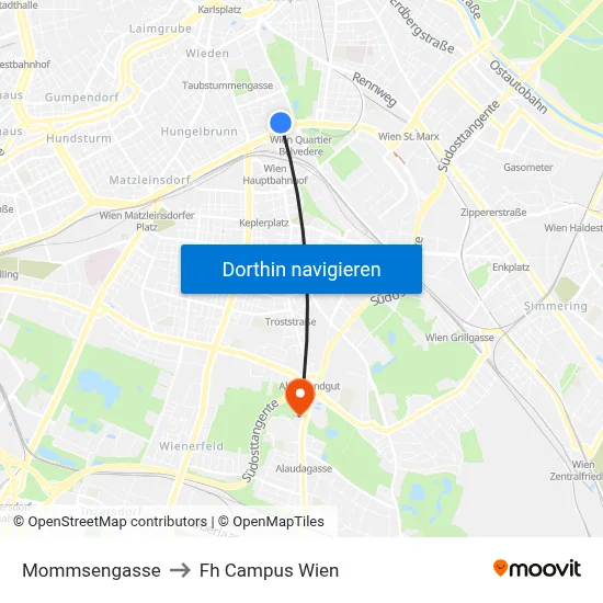 Mommsengasse to Fh Campus Wien map
