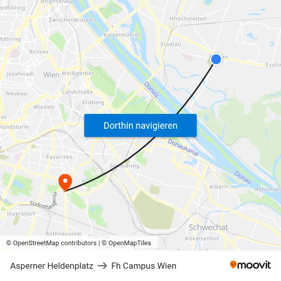 Asperner Heldenplatz to Fh Campus Wien map