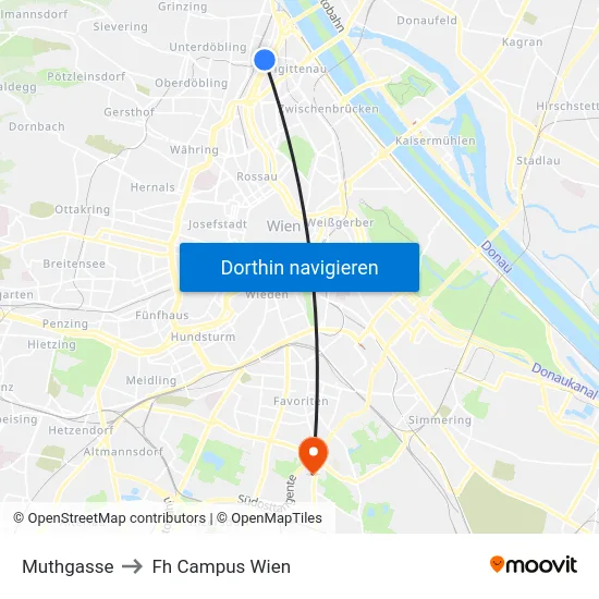 Muthgasse to Fh Campus Wien map