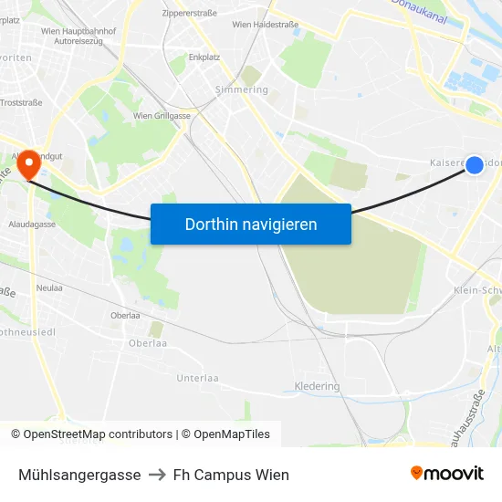 Mühlsangergasse to Fh Campus Wien map