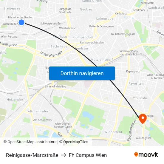 Reinlgasse/Märzstraße to Fh Campus Wien map