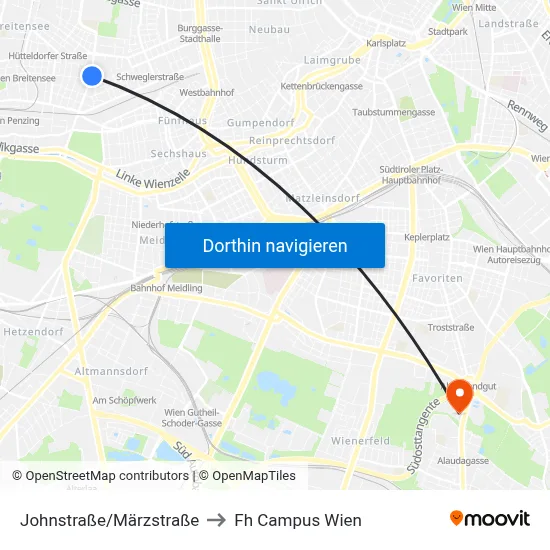 Johnstraße/Märzstraße to Fh Campus Wien map