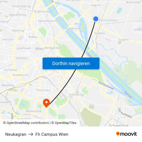 Neukagran to Fh Campus Wien map