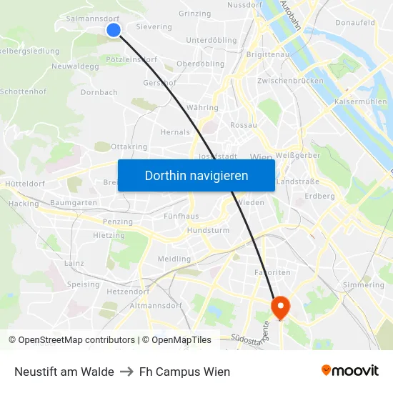Neustift am Walde to Fh Campus Wien map