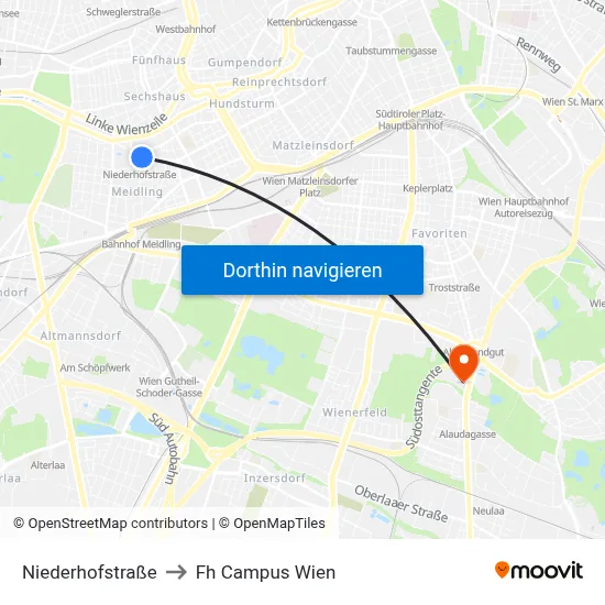 Niederhofstraße to Fh Campus Wien map