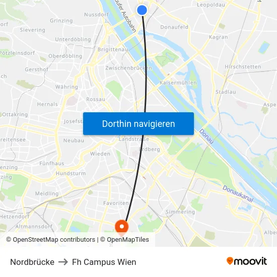 Nordbrücke to Fh Campus Wien map