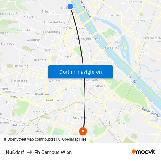 Nußdorf to Fh Campus Wien map