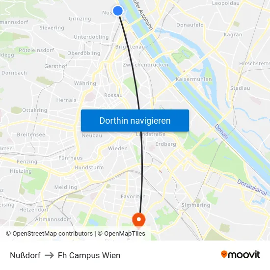 Nußdorf to Fh Campus Wien map