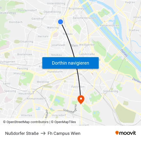 Nußdorfer Straße to Fh Campus Wien map