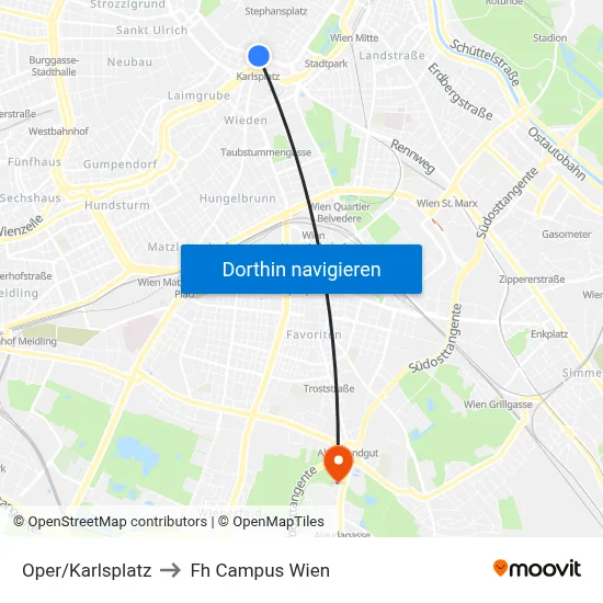 Oper/Karlsplatz to Fh Campus Wien map