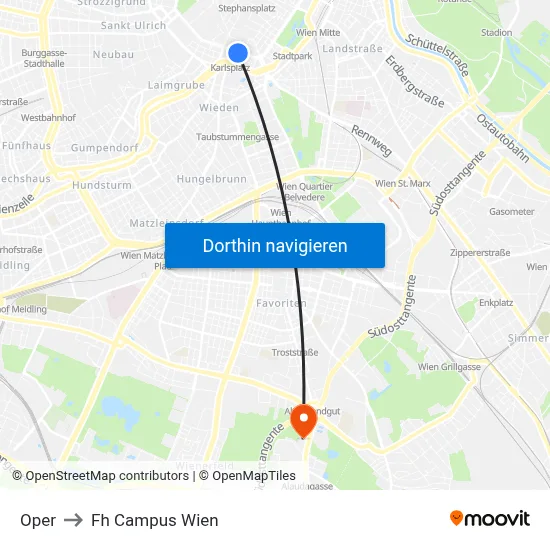 Oper to Fh Campus Wien map